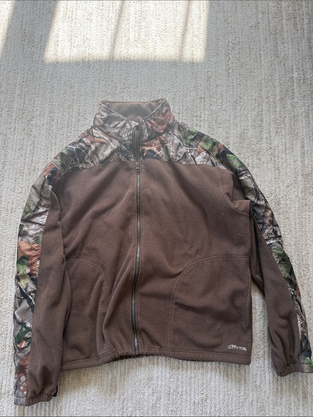 Men's Brown Fleece Jacket with Camo Accents